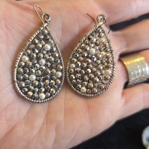 Elegant Gold and Pearl Teardrop Earrings